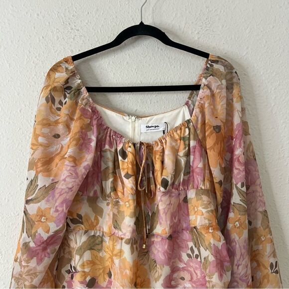 Showpo Floral Grizela Mini Dress NEW Size 12 Pink Long Sleeves - Picture 6 of 11